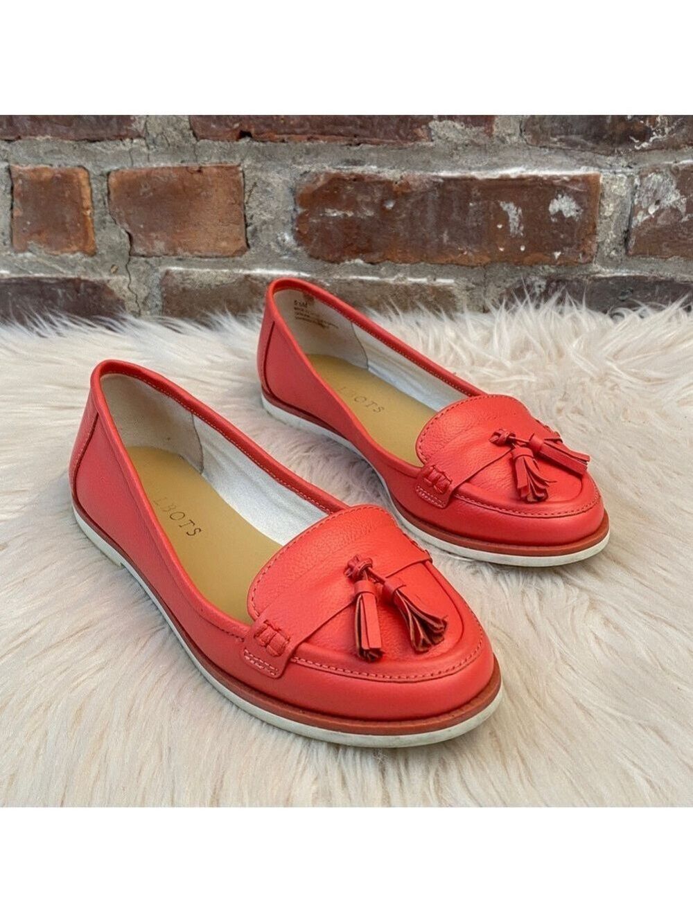 Talbots Coral Leather Loafers, Size 5.5M
